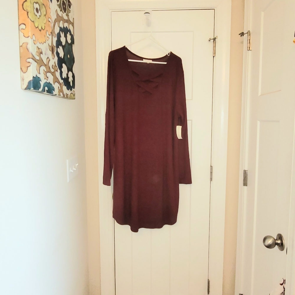 Bobbie brooks Burgundy cross front sweater dress, 3xl